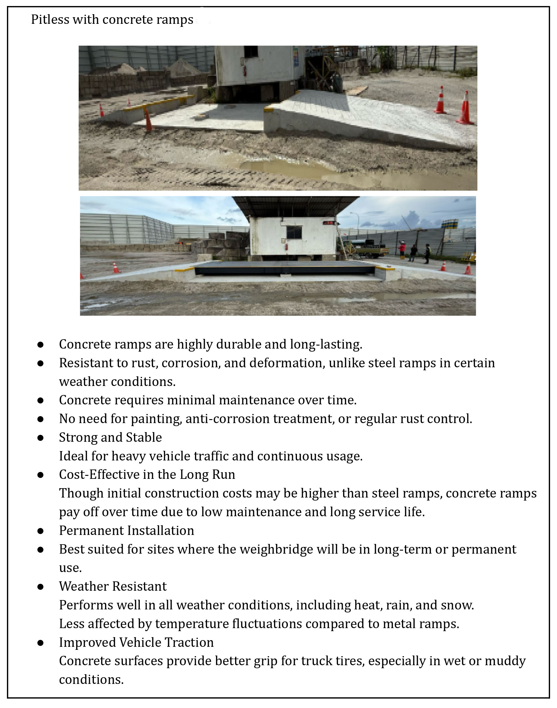 Pitless foundation with concrete ramps